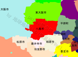 八尾市の位置を示す地図