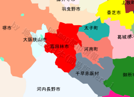 富田林市の位置を示す地図