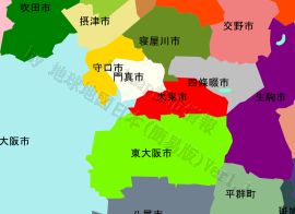 大東市の位置を示す地図