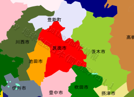 箕面市の位置を示す地図