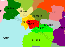 門真市の位置を示す地図