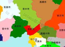 摂津市の位置を示す地図