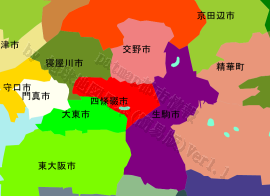 四條畷市の位置を示す地図