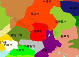 交野市の位置を示す地図