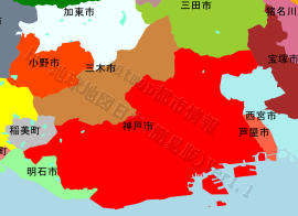 神戸市の位置を示す地図