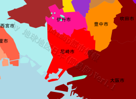 尼崎市の位置を示す地図