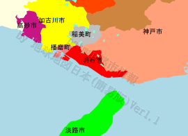 明石市の位置を示す地図