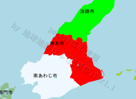 洲本市の位置を示す地図