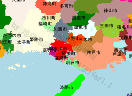 加古川市の位置を示す地図