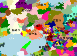三田市の位置を示す地図