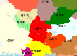 加西市の位置を示す地図