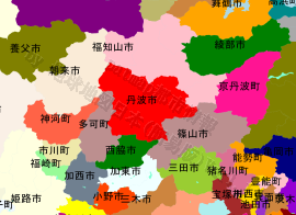 丹波市の位置を示す地図