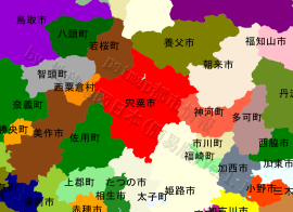 宍粟市の位置を示す地図