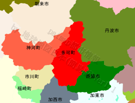 多可町の位置を示す地図