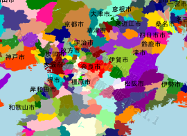 奈良市の位置を示す地図