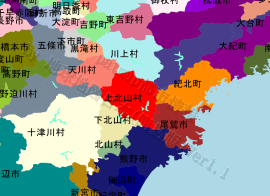 上北山村の位置を示す地図