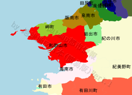 和歌山市の位置を示す地図