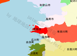 有田市の位置を示す地図