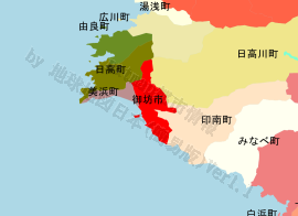 御坊市の位置を示す地図
