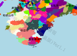 那智勝浦町の位置を示す地図