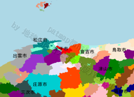 米子市の位置を示す地図