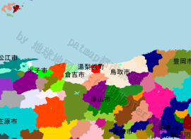 湯梨浜町の位置を示す地図
