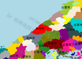 浜田市の位置を示す地図