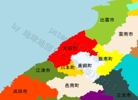 大田市の位置を示す地図
