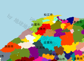 雲南市の位置を示す地図