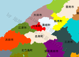 川本町の位置を示す地図