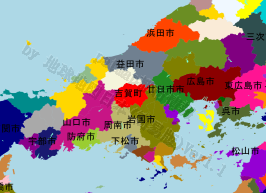 吉賀町の位置を示す地図