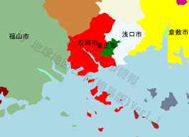 笠岡市の位置を示す地図