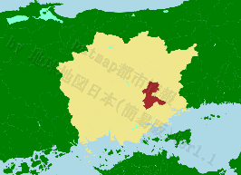 赤磐市の位置を示す地図