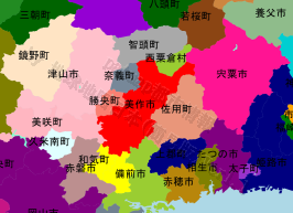 美作市の位置を示す地図