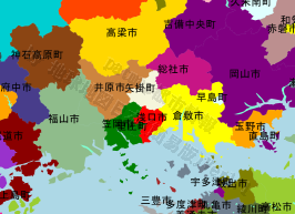 浅口市の位置を示す地図