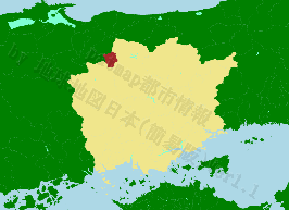 新庄村の位置を示す地図