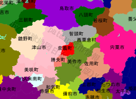 奈義町の位置を示す地図