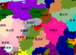 西粟倉村の位置を示す地図