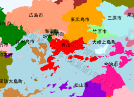 呉市の位置を示す地図