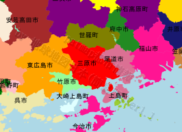 三原市の位置を示す地図