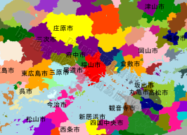 福山市の位置を示す地図