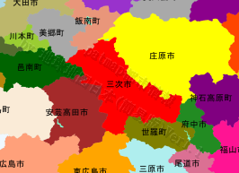 三次市の位置を示す地図