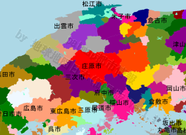 庄原市の位置を示す地図