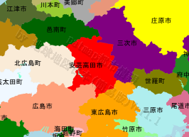 安芸高田市の位置を示す地図