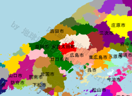 安芸太田町の位置を示す地図