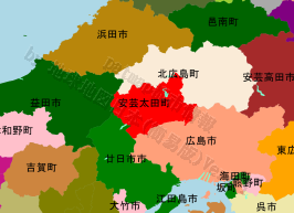 安芸太田町の位置を示す地図