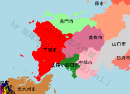 下関市の位置を示す地図