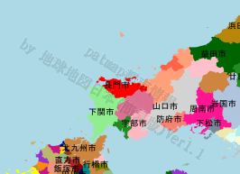 長門市の位置を示す地図