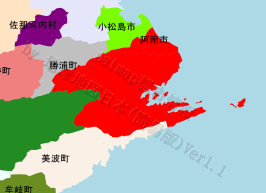 阿南市の位置を示す地図