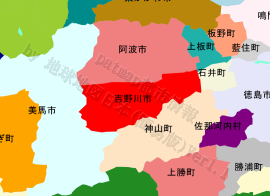 吉野川市の位置を示す地図